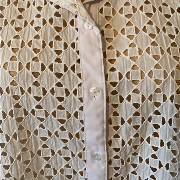 Liz Claiborne cotton cutout/chiffon blouse - Picture 4 of 6